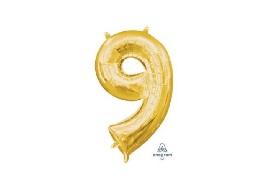 GLOBO MYLAR N 9 DORADO 16 (40CM) CADENACI