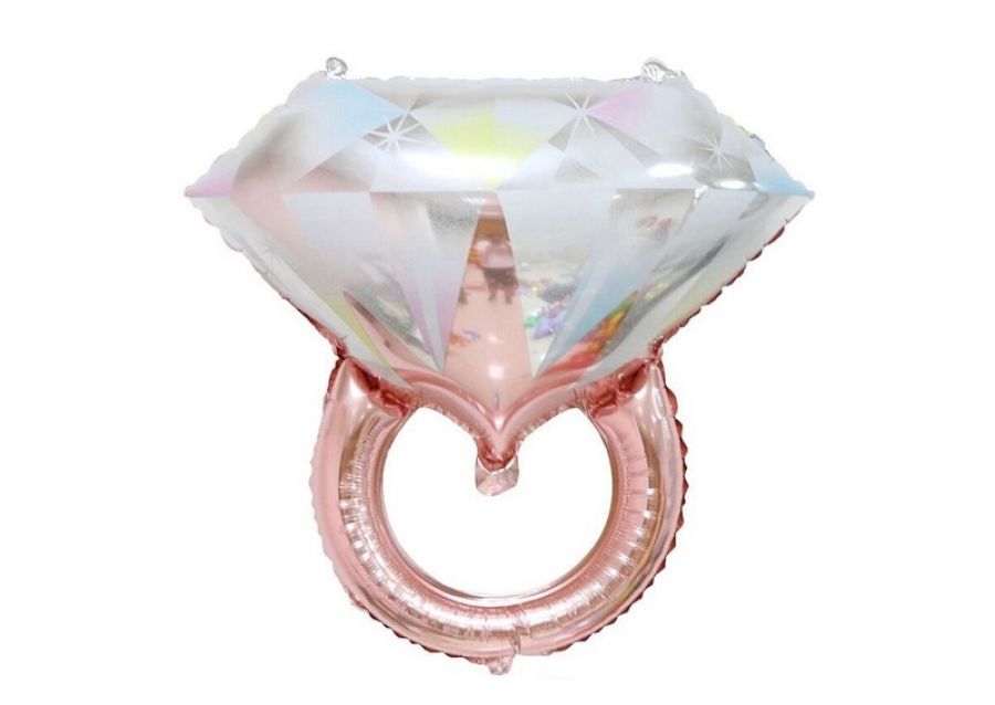 GLOBO MYLAR SILUETA ANILLO ROSA GOLD C/DIAMANTE 65 CM (10553) CHG
