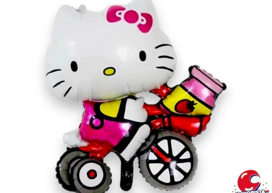 GLOBO MYLAR SILUETA HELLO KITTY EN BICI 70CM (A0529) CHG