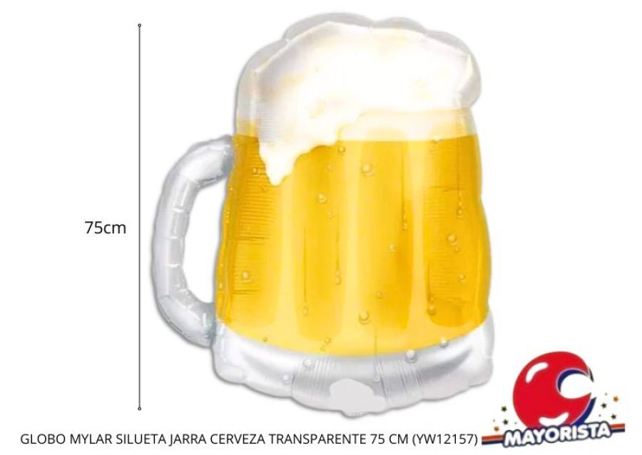 GLOBO MYLAR SILUETA JARRA CERVEZA TRANSPARENTE 70 CM - CHG