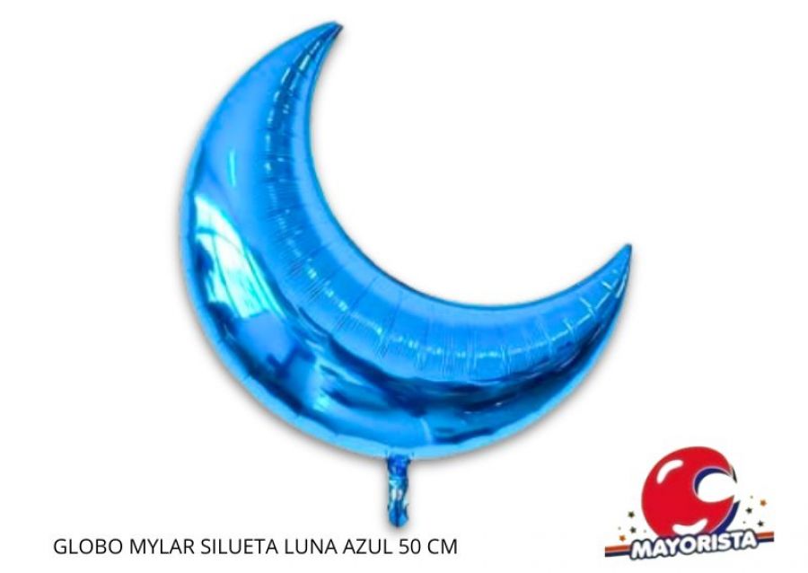 GLOBO MYLAR SILUETA LUNA AZUL 50 CM - CHG