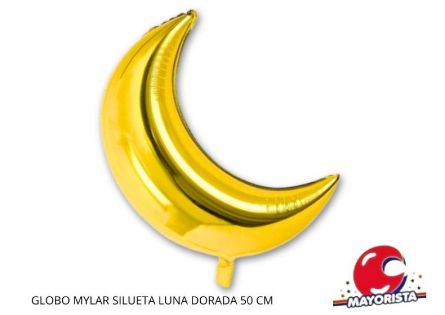 [5110] GLOBO MYLAR SILUETA LUNA DORADA 50 CM - CHG