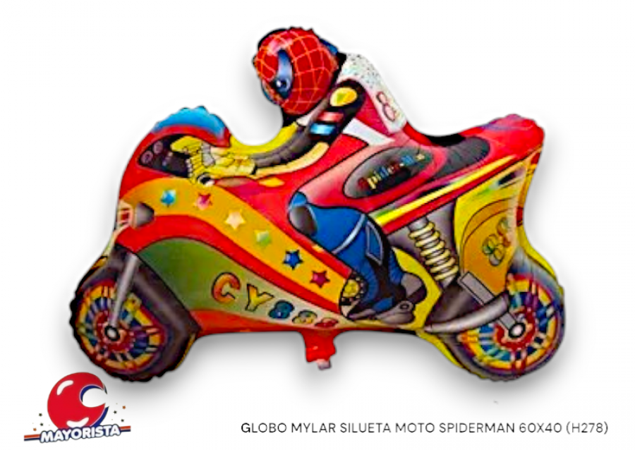 [4130] GLOBO MYLAR SILUETA MOTO SPIDERMAN 60X40 (H278) CHG