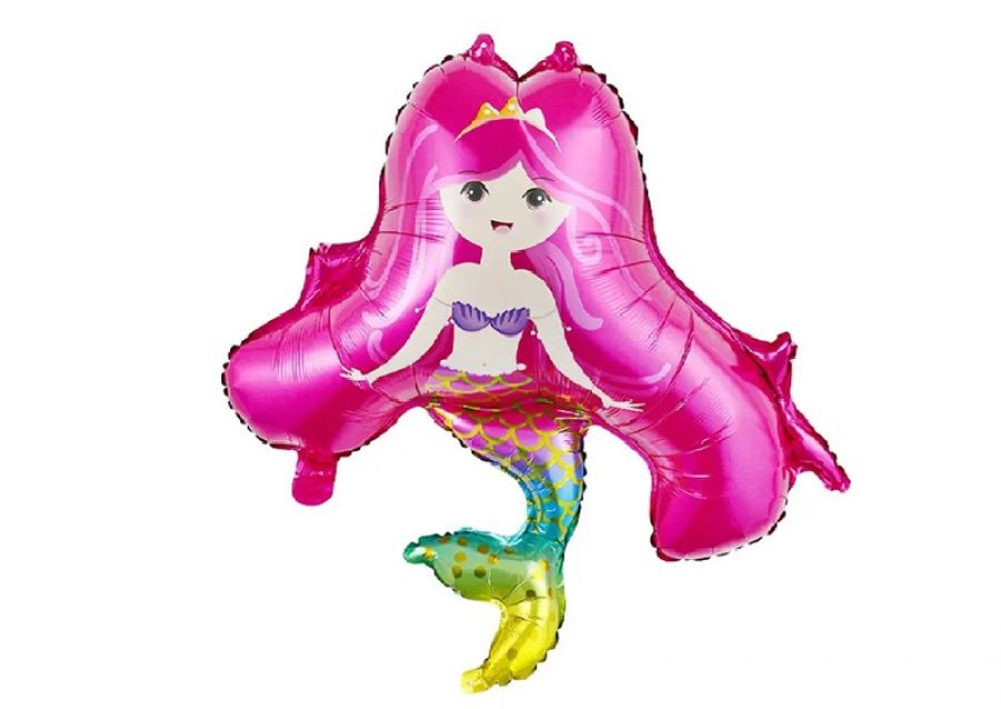 [2201] GLOBO MYLAR SILUETA SIRENA PELO FUCSIA 80CM (10208) CHG