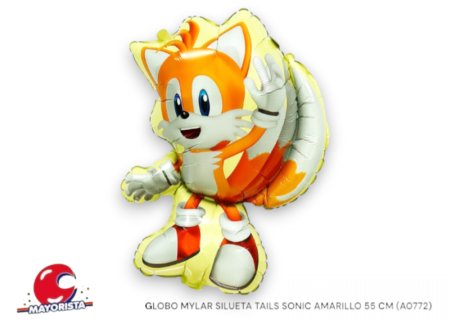 [3276] GLOBO MYLAR SILUETA TAILS SONIC AMARILLO 55 CM (A0772) CHG
