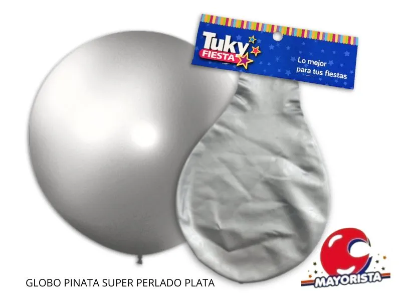 [7790391315007] GLOBO PINATA SUPER PERLADO PLATA - TUKY