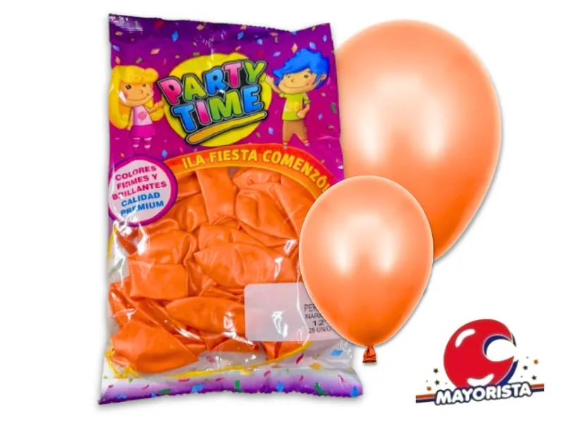 GLOBOS 12 X 25 PERLADO NARANJA PARTY TIME (57800) DILAX
