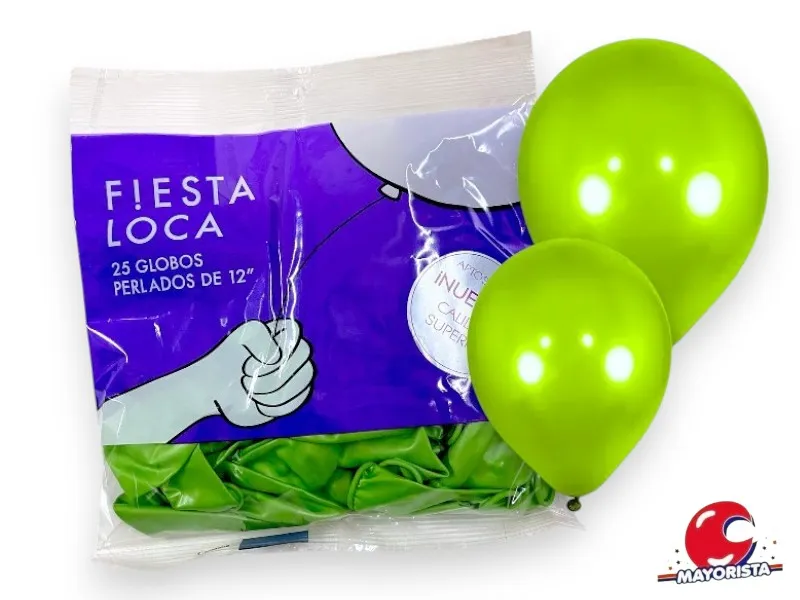 GLOBOS 12 X 25 PERLADO VERDE MANZANA - FIESTA LOCA