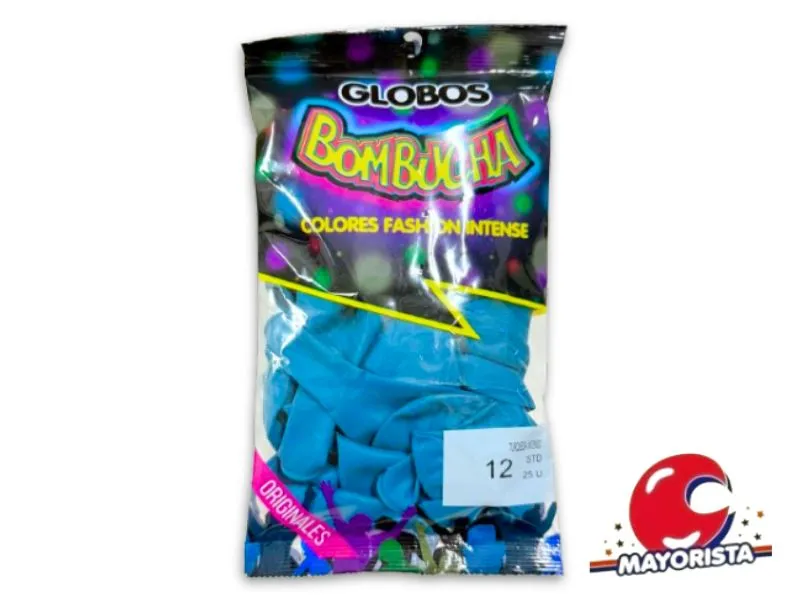 GLOBOS 12 X 25 STANDARD TURQUESA INTENSO BOMBUCHA