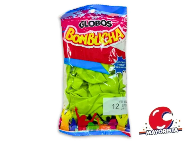 GLOBOS 12 X 25 STANDARD VERDE MANZANA BOMBUCHA