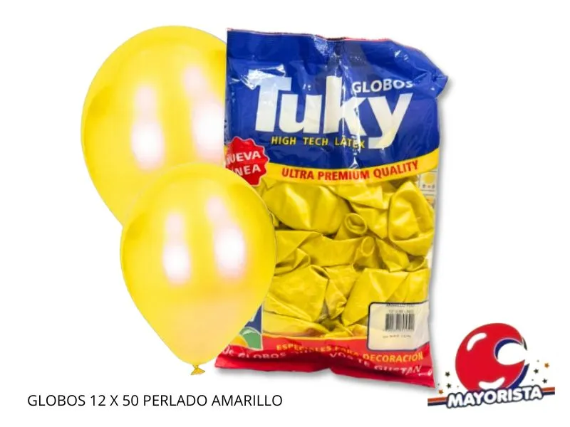 GLOBOS 12 X 50 PERLADO AMARILLO - TUKY