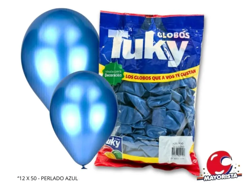 GLOBOS 12 X 50 PERLADO AZUL - TUKY