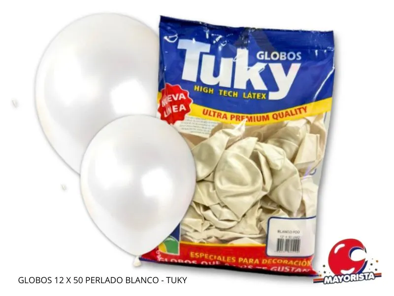 GLOBOS 12 X 50 PERLADO BLANCO - TUKY