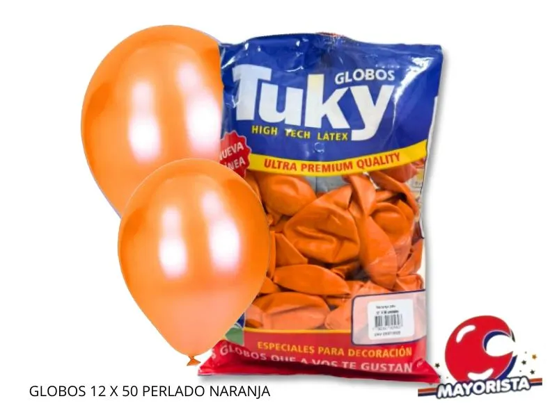 GLOBOS 12 X 50 PERLADO NARANJA - TUKY