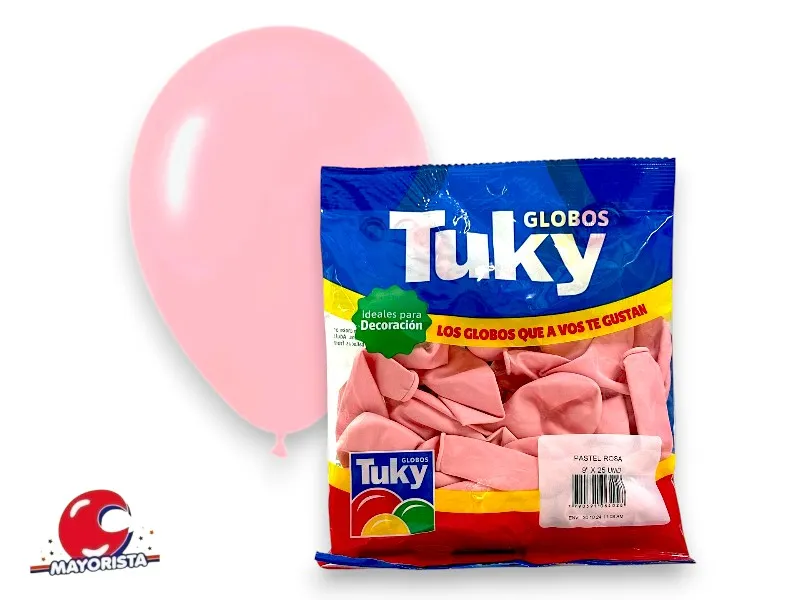 GLOBOS 9 X 25 PASTEL ROSA - TUKY