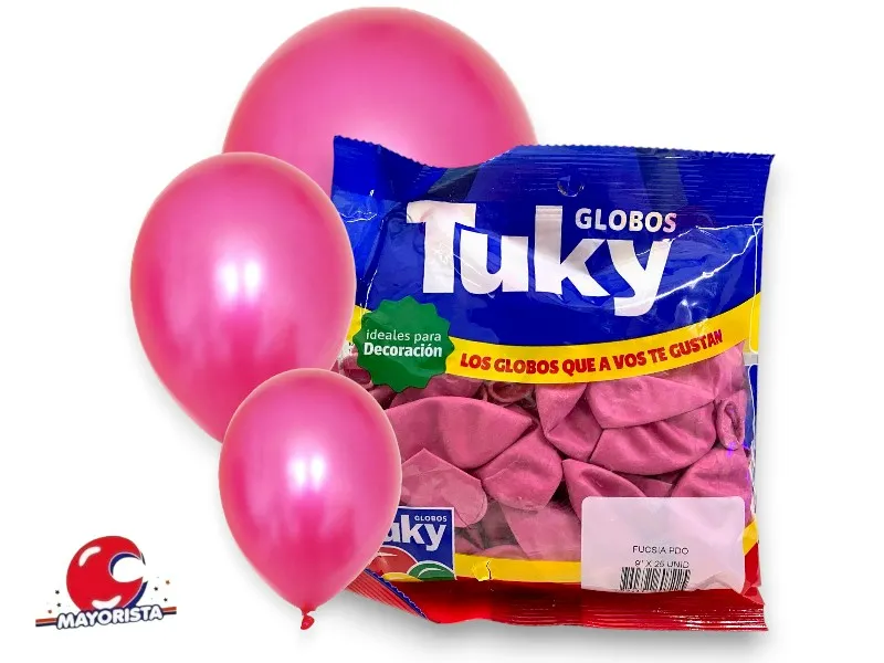 GLOBOS 9 X 25 PERLADO FUCSIA - TUKY