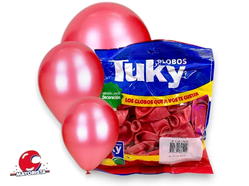 GLOBOS 9 X 25 PERLADO ROJO - TUKY