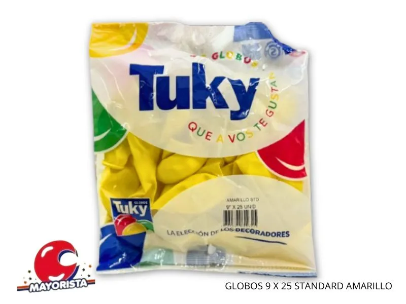 GLOBOS 9 X 25 STANDARD AMARILLO - TUKY