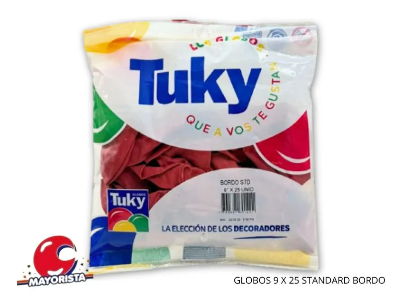 GLOBOS 9 X 25 STANDARD BORDO - TUKY