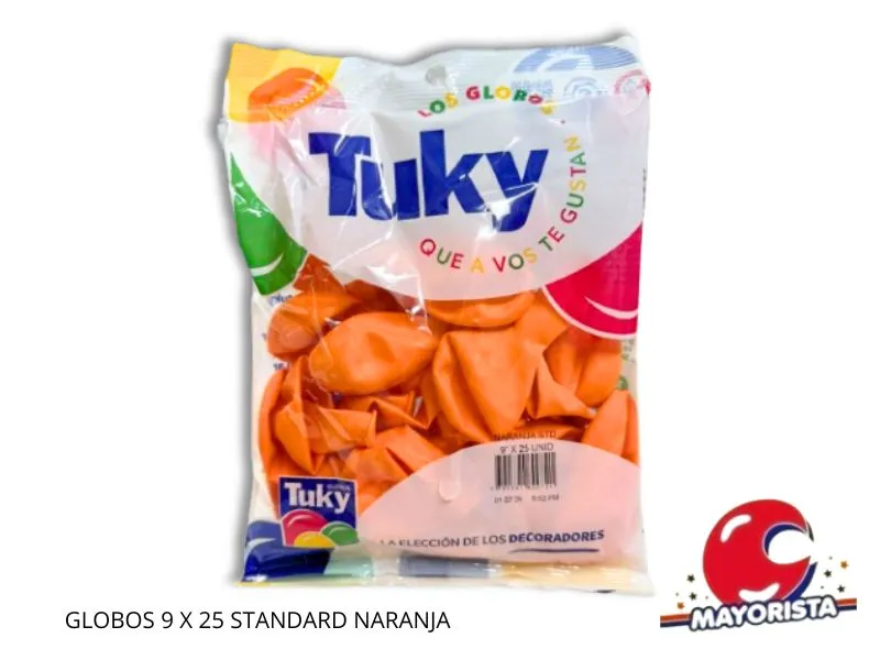 GLOBOS 9 X 25 STANDARD NARANJA - TUKY