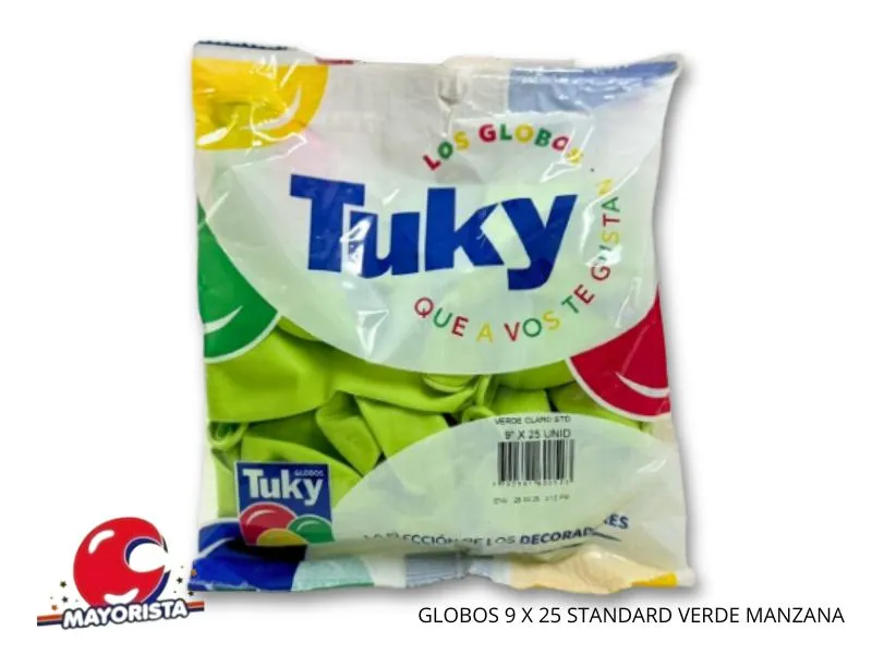 GLOBOS 9 X 25 STANDARD VERDE MANZANA - TUKY