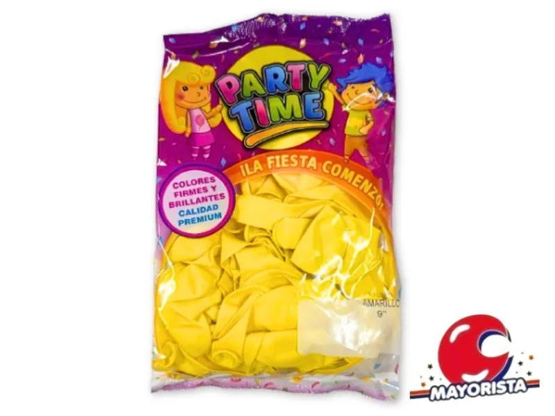 GLOBOS 9 X 50 STANDARD AMARILLO PARTY TIME (55127) DILAX