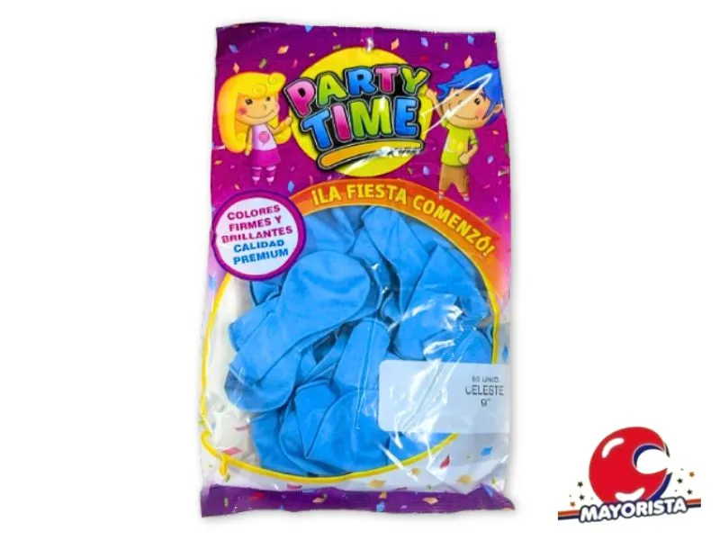 GLOBOS 9 X 50 STANDARD CELESTE PARTY TIME (55110) DILAX