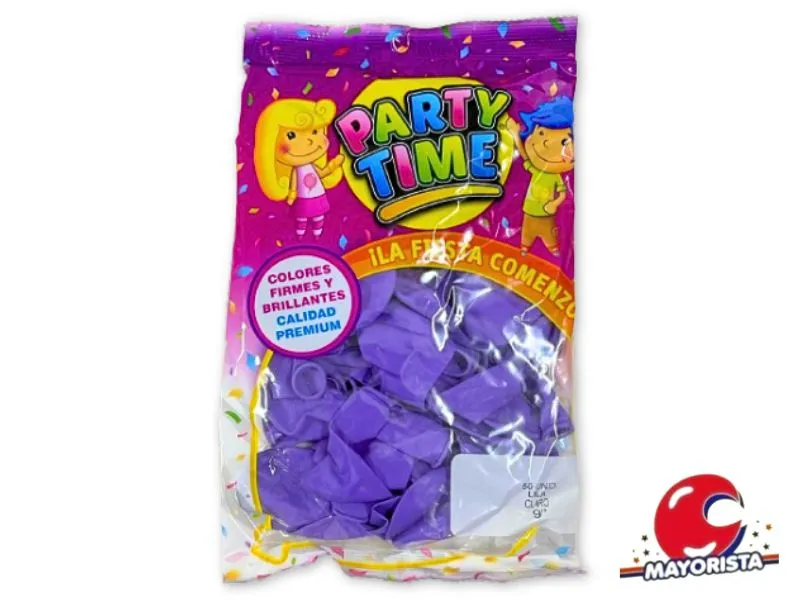 GLOBOS 9 X 50 STANDARD LILA PARTY TIME (55219) DILAX