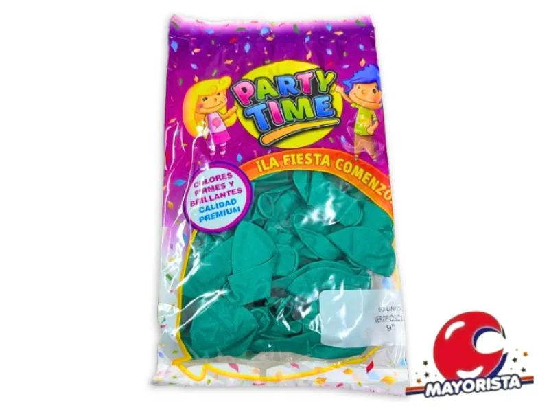 [7798194155257] GLOBOS 9 X 50 STANDARD VERDE OSCURO PARTY TIME (55257) DILAX