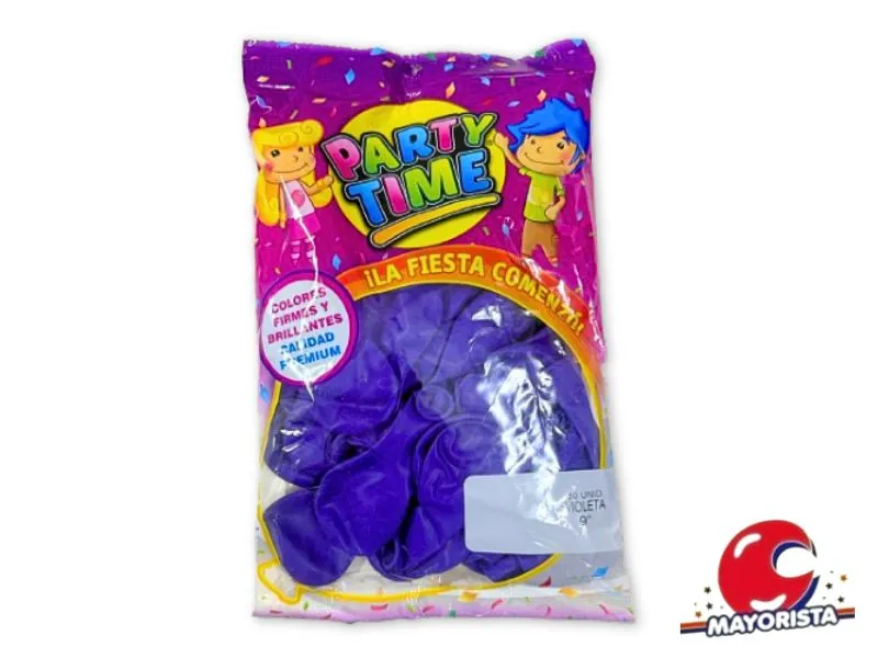 [7798194155196] GLOBOS 9 X 50 STANDARD VIOLETA PARTY TIME (55196) DILAX