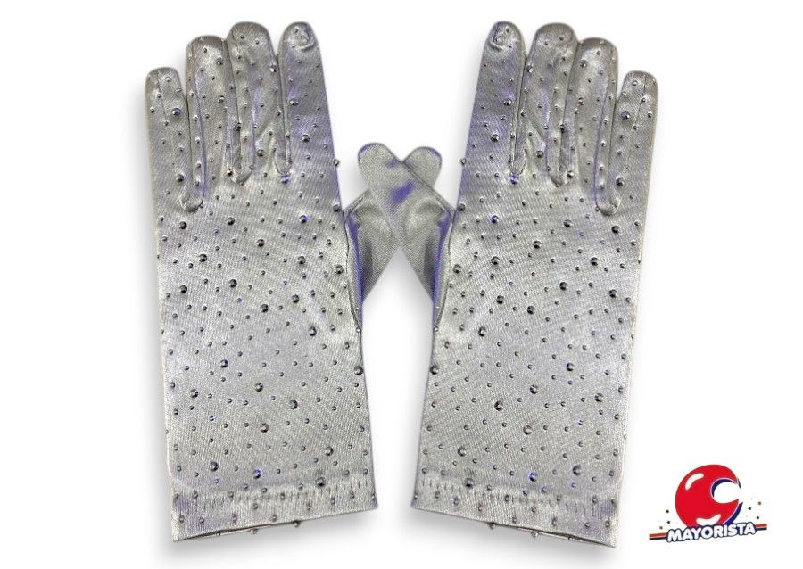 GUANTES CORTOS PLATA CON STRASS (ZLE-BIG-12-01) ERIK
