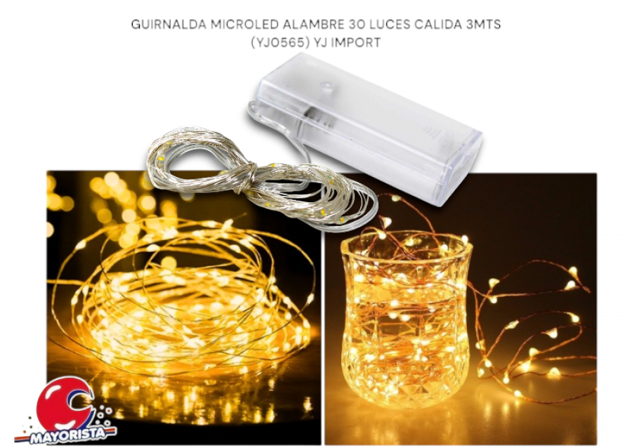 GUIRNALDA MICROLED ALAMBRE 30 LUCES CALIDA 3MTS (YJ0565) YJ IMPORT