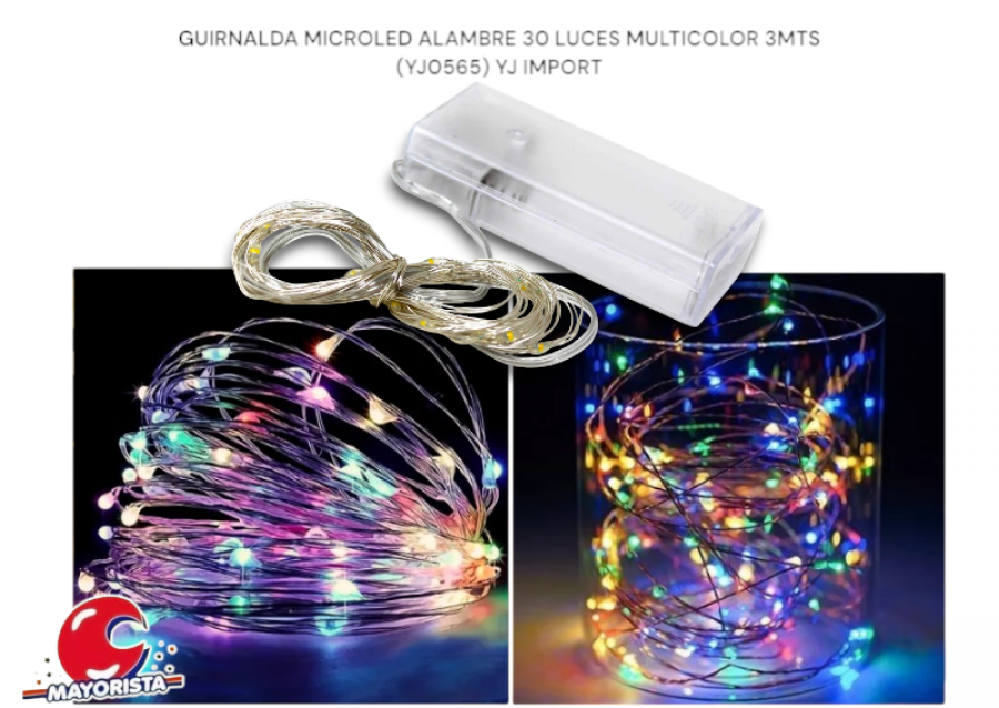 [4145] GUIRNALDA MICROLED ALAMBRE 30 LUCES MULTICOLOR 3MTS (YJ0565) YJ IMPORT