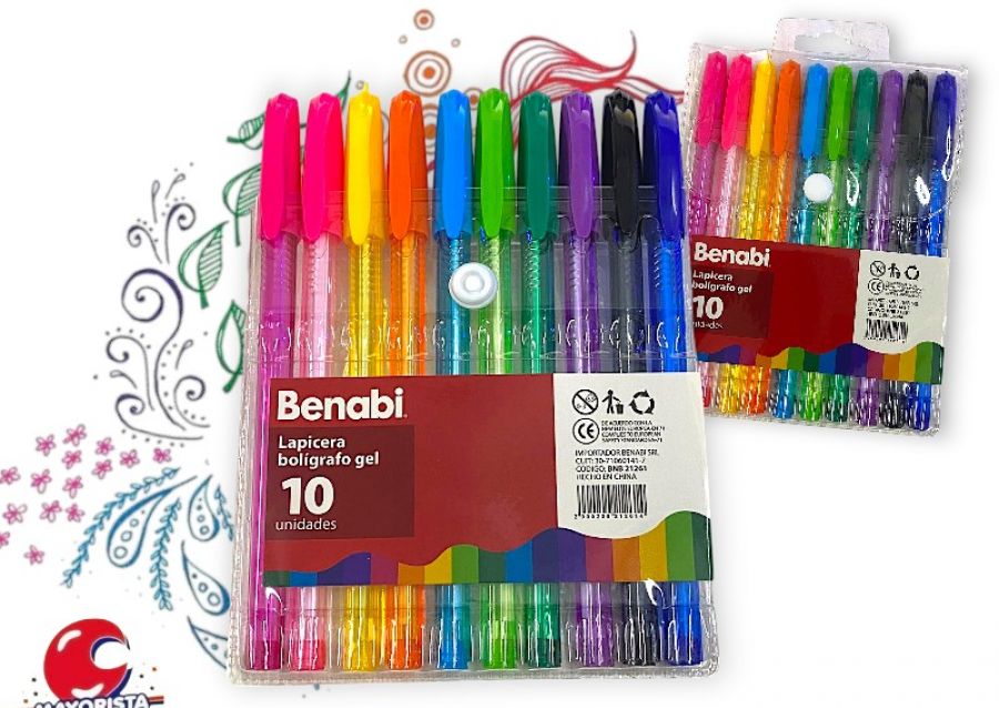 [2000200212614] LAPICERA BOLIGRAFO GEL X 10 (BNB21261) BENABI