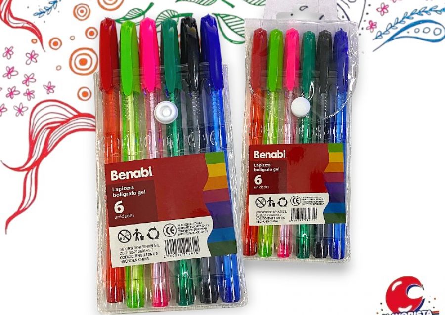[2000202212612] LAPICERA BOLIGRAFO GEL X 6 (BNB21261-6) BENABI