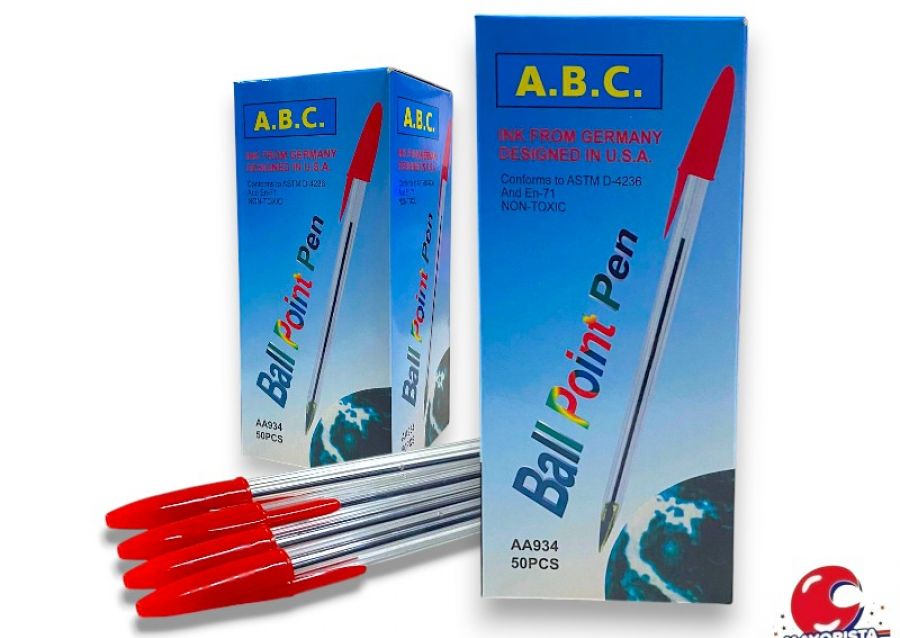 [2499] LAPICERA ROJA X 1 (X10) TRANSPARENTE ABC (AA934) ATHANDL