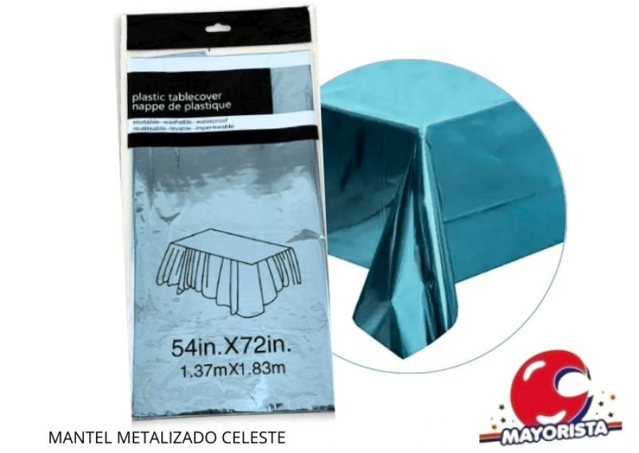 [2923] MANTEL METALIZADO CELESTE 183X137 (YJ0800) YJ IMPORT