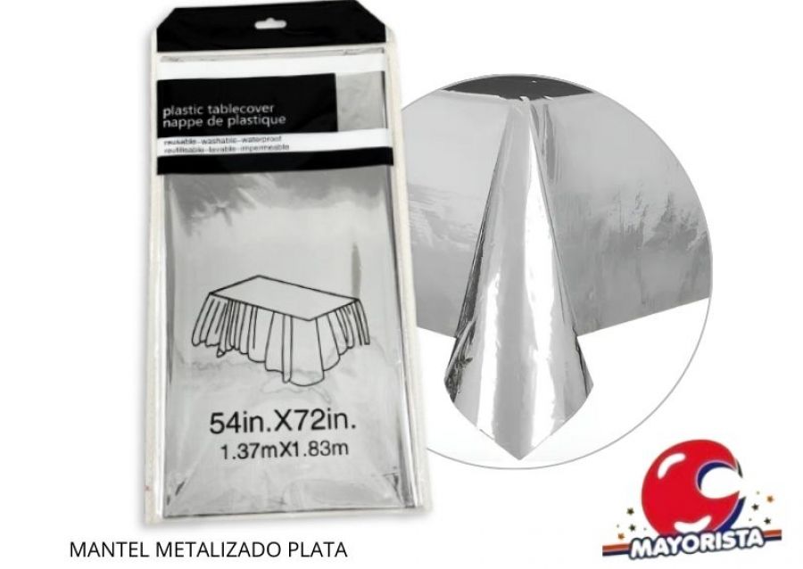 [2621] MANTEL METALIZADO PLATA 183X137 (YJ0800) YJ IMPORT