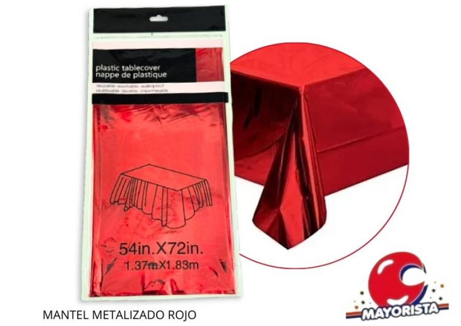 [2586] MANTEL METALIZADO ROJO 183X137 (YJ0800) YJ IMPORT