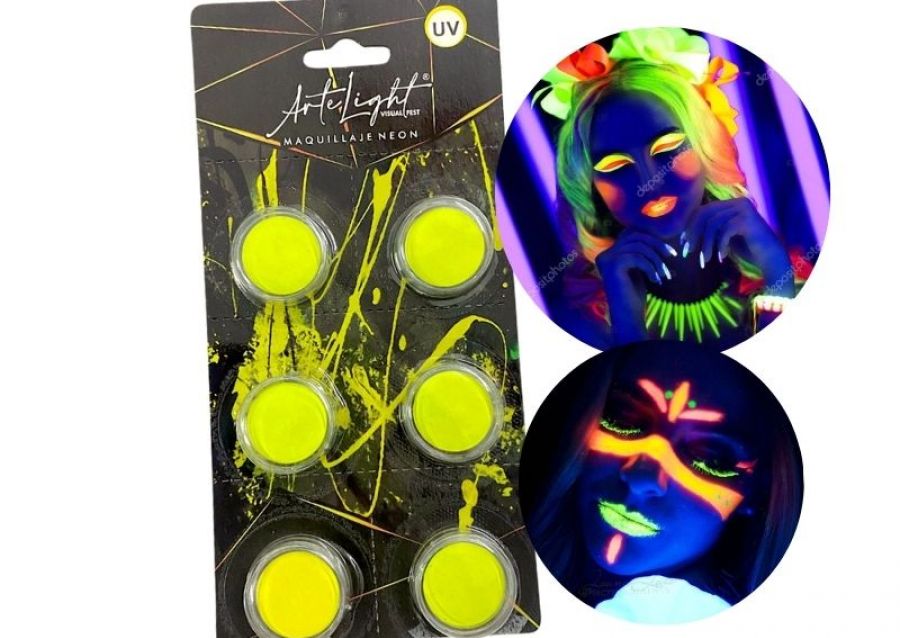 [6901028509008] MAQUILLAJE ARTISTICO X 6 AMARILLO FLUO 2 GRS C/U (9008) ARTELIGHT