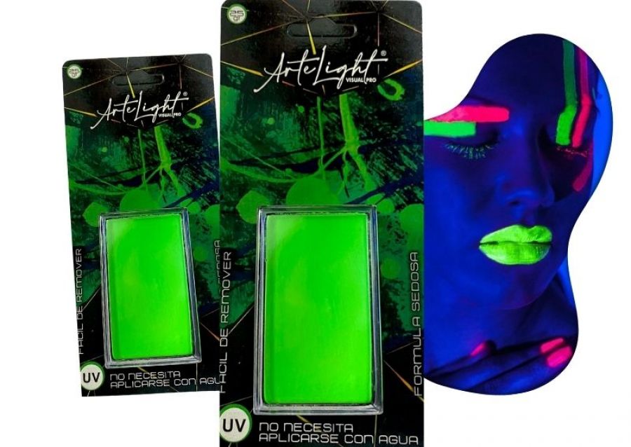 [6901028509299] MAQUILLAJE RECTANGULAR VERDE FLUO BLISTER 25 GRS (9299) ARTELIGHT