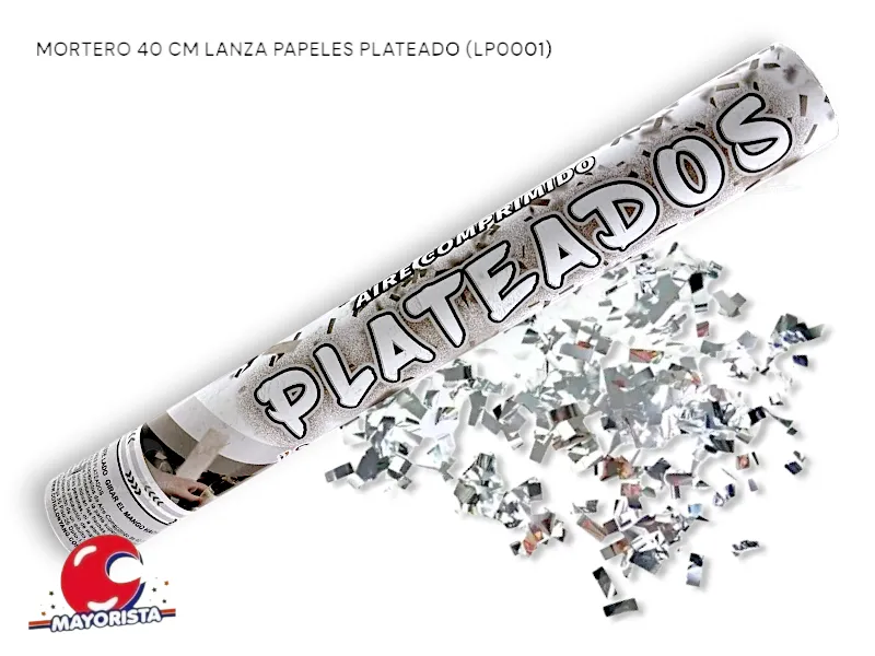 MORTERO 40 CM LANZA PAPELES PLATEADO (LP0001) YJ IMPORT