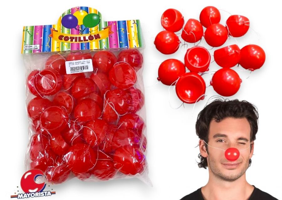 NARIZ DE PAYASO X 36 PLASTICA ROJA - COTILLON GARAVANO