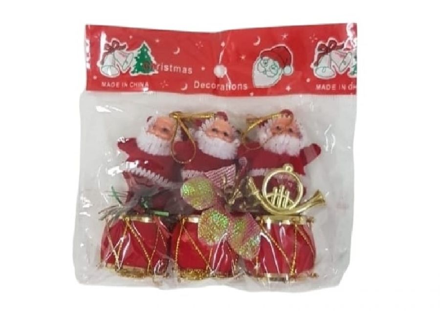 [6017351400438] PAPA NOEL 7 CM X 3 C/TAMBOR (NS140043) POKA