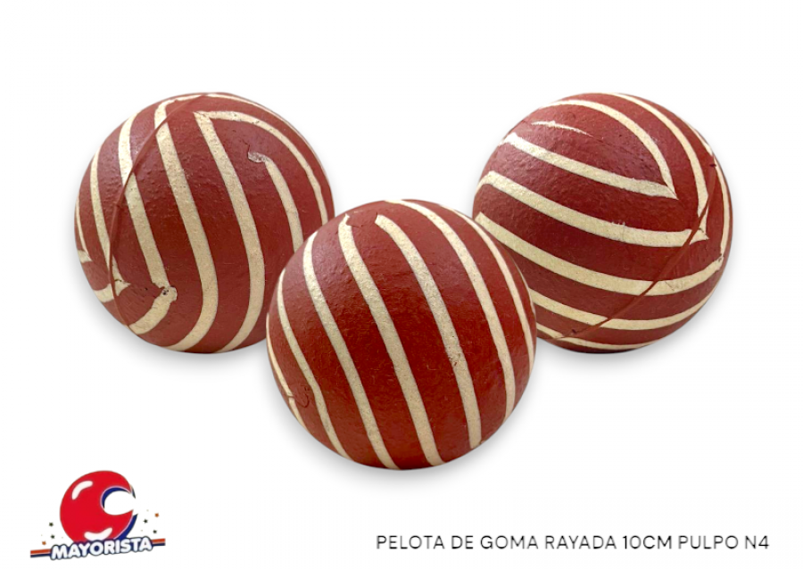 PELOTA DE GOMA RAYADA 10CM PULPO N4