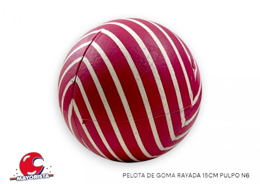 PELOTA DE GOMA RAYADA 15CM PULPO N6