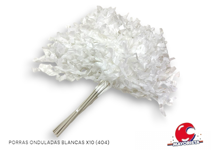PORRAS ONDULADAS BLANCAS X10 (404) COTILLON NACIONAL