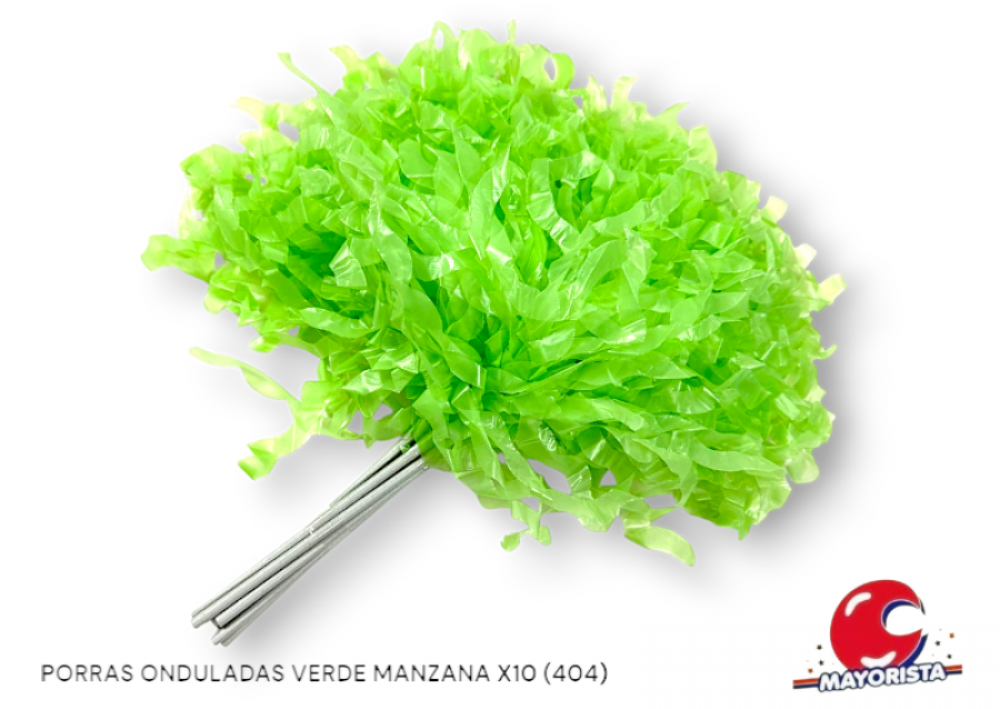 PORRAS ONDULADAS VERDE MANZANA X10 (404) - COTILLON NACIONAL