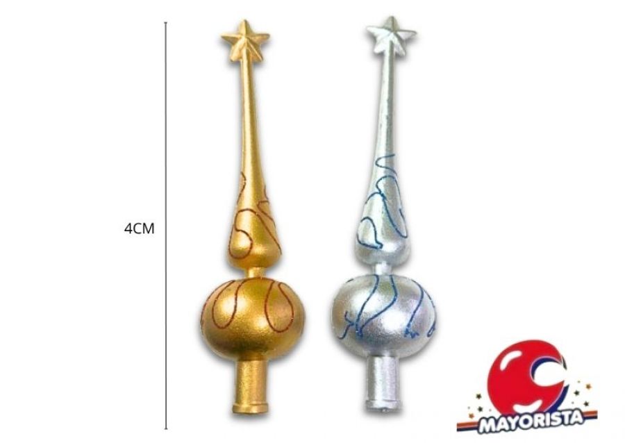 [6017350676513] PUNTAL 27 CM PUNTA ESTRELLA PLATA/DORADA (NS067651) - POKA