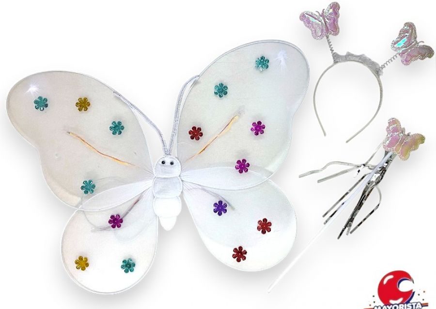 [2166] SET DE MARIPOSA CON LUZ BLANCA (YJ0729) YJ IMPORT